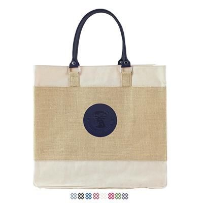 DELUXE JUTE & COTTON TOTE with Recycled Como Short Handles & Trim