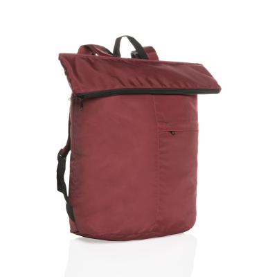 DILLON AWARE™ RPET LIGHTWEIGHT FOLDING BACKPACK RUCKSACK in Red