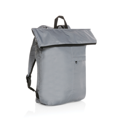 DILLON AWARE™ RPET LIGHWEIGHT FOLDING BACKPACK RUCKSACK in Grey