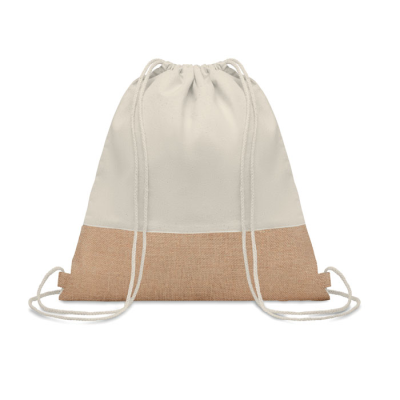 DRAWSTRING BAG W &  JUTE DETAILS in Brown