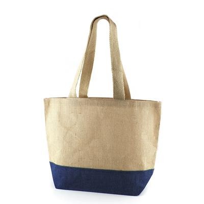 DUBU 100% ECO JUTE BLUE BAG with Dyed Jute Base & Long Dyed Cotton Webbing Handles