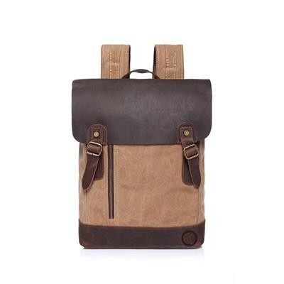 ECO RECYCLED CANVAS AND LEATHER LAPTOP BACKPACK RUCKSACK