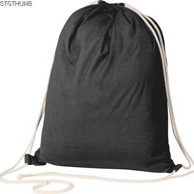 ECO TEX STANDARD 100 CERTIFIED GYMBAG FROM ECO FRIENDLY COTTON 140G & M in Black