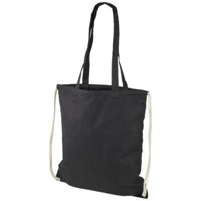 ELIZA 240 G & M² COTTON DRAWSTRING BAG 6L in Solid Black