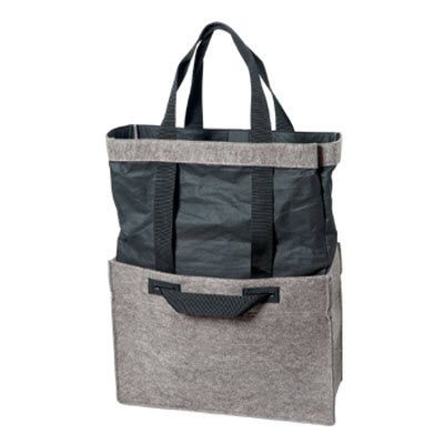 FELT EXTENDABLE SHOPPER TOTE BAG in Grey