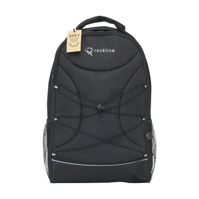 FLASHLINE GRS RPET LAPTOP BACKPACK RUCKSACK in Black