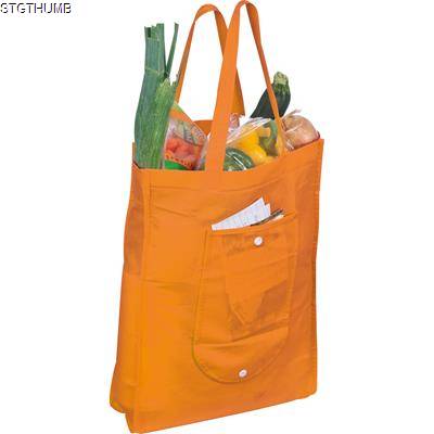 FOLDING NON WOVEN SHOPPER TOTE BAG in Orange