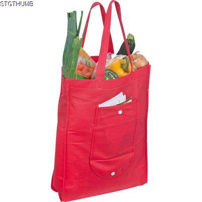 FOLDING NON WOVEN SHOPPER TOTE BAG in Red