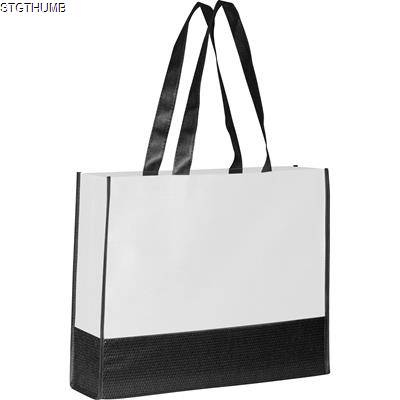 FOLDING NON WOVEN SHOPPER TOTE BAG in White