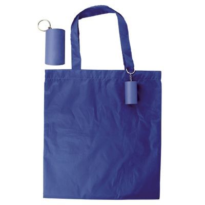 FOLDING SHOPPER TOTE BAG KEYRING in Blue