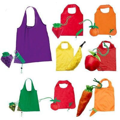 FRUIT N VEG SHAPE REUSABLE FOLDING BAG in a Pouch