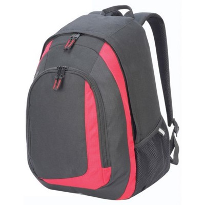 GENEVA POLYESTER BACKPACK RUCKSACK in Black & Red