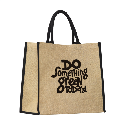 GERONA JUTE SHOPPER TOTE BAG in Black