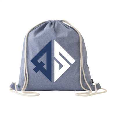 GRS RECYCLED COTTON PROMOBAG (180 G & M²) BACKPACK RUCKSACK in Blue