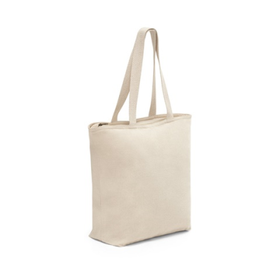 HACKNEY 100% COTTON BAG with Zipper (280 G & M²) in Light Natural