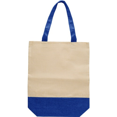 IMITATION LINEN SHOPPER TOTE BAG in Blue