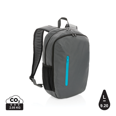 IMPACT AWARE™ 300D RPET CASUAL BACKPACK RUCKSACK in Grey, Turquoise