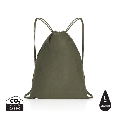 IMPACT AWARE™ RECYCLED COTTON DRAWSTRING BACKPACK RUCKSACK 145G in Green