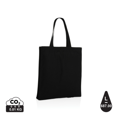 IMPACT AWARE™ RECYCLED COTTON TOTE W & BOTTOM 145G in Black