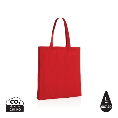 IMPACT AWARE™ RECYCLED COTTON TOTE W & BOTTOM 145G in Red