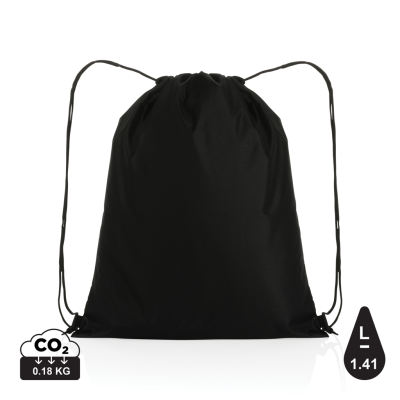 IMPACT AWARE™ RPET 190T DRAWSTRING BAG in Black