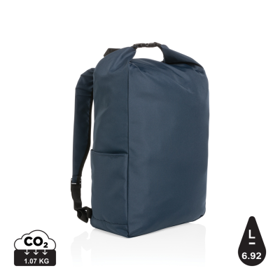 IMPACT AWARE™ RPET LIGHTWEIGHT ROLLTOP BACKPACK RUCKSACK in Navy