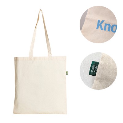 INVINCIBLE 5OZ NATURAL REUSABLE RECYCLED SHOPPER COTTON BAG