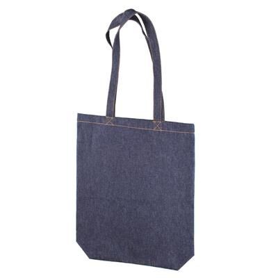 JIVI 12OZ BLUE DENIM BAG with Long Handles & Contrasting Cross Stitch