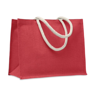 JUTE BAG with Cotton Handle in Red