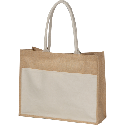 JUTE BAG with Leader in Beige