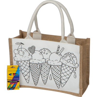 JUTE COTTON BAG FOR COLOURING in In Beige