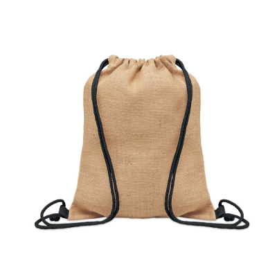 JUTE DRAWSTRING BAG in Black