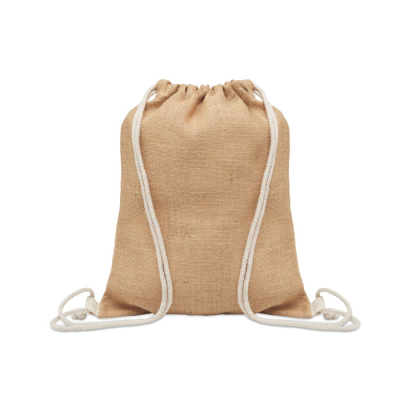 JUTE DRAWSTRING BAG in Brown