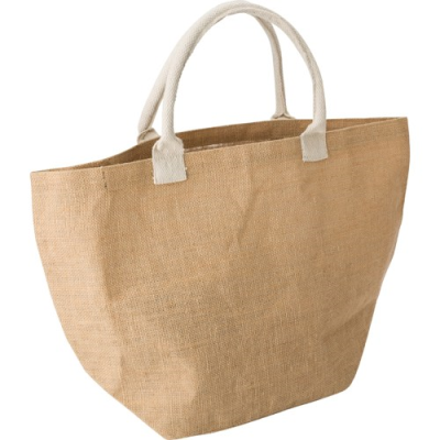 JUTE SHOPPER TOTE BAG in Beige