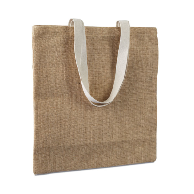 JUTE SHOPPER TOTE BAG in Brown