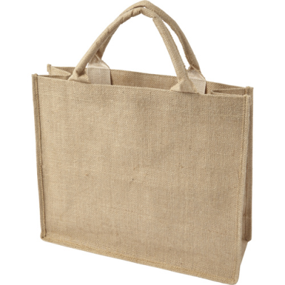 JUTE SHOPPER TOTE BAG in Brown