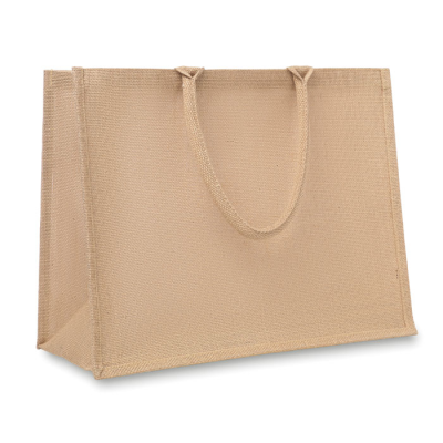 JUTE SHOPPER TOTE BAG in Brown