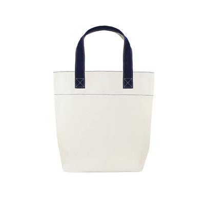 KAA 100% NATURAL CANVAS ECO SHOPPER 16OZ TOTE BAG with Medium Dyed Navy Canvas Handles