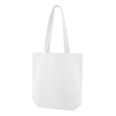 KINDI WHITE 100% CANVAS ECO SHOPPER 10OZ TOTE BAG with Long Handles