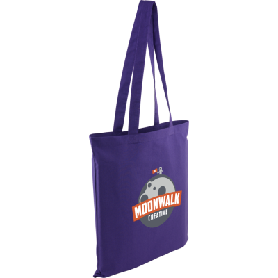 KINGSBRIDGE COLOUR COTTON SHOPPER TOTE BAG - 5OZ PURPLE