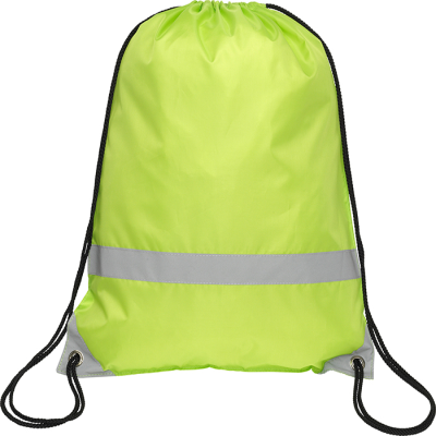 KNOCKHOLT REFLECTIVE STRIP DRAWSTRING BACKPACK RUCKSACK in Green Apple