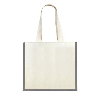 KONGONI GREY 100% COTTON ECO SHOPPER 10OZ TOTE BAG with Dyed Gusset & Long Handles