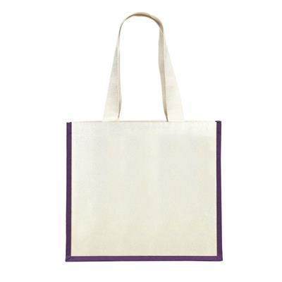 KONGONI PURPLE 100% COTTON ECO SHOPPER 10OZ TOTE BAG with Dyed Gusset & Long Handles