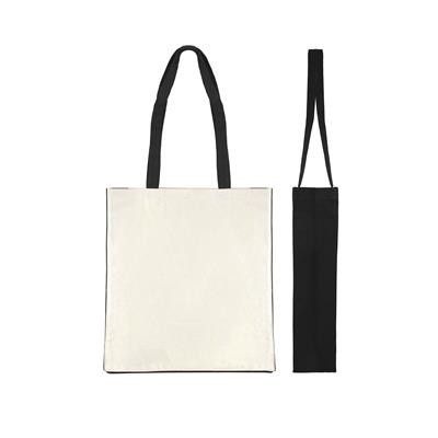 KUKU BLACK 100% CANVAS ECO SHOPPER 10OZ TOTE BAG with Dyed Gussets & Long Handles