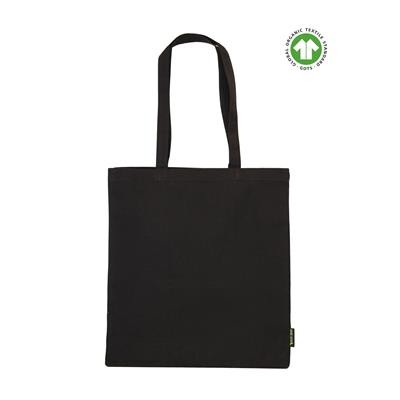 KUNGWI FC 100% ORGANIC CANVAS ECO BLACK SHOPPER 10OZ TOTE BAG with Full Gusset & Long Handles