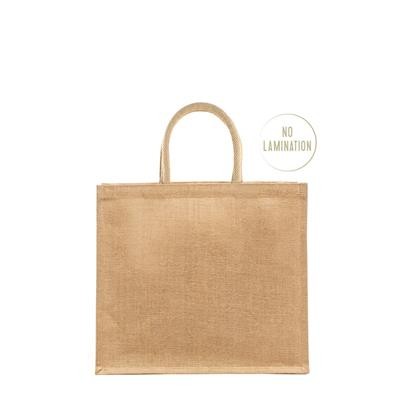 KWENZI 100% STIFFENED UNLAMINATED JUTE SHOPPER NATURAL TOTE BAG with Short Cotton Cord Handles