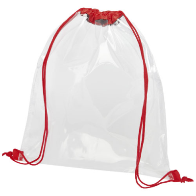 LANCASTER CLEAR TRANSPARENT DRAWSTRING BAG 5L in Red & Transparent Clear Transparent