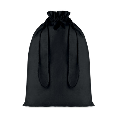 LARGE COTTON DRAW CORD BAG in Black