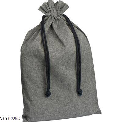 LARGE DRAWSTRING BAG MADE FROM RECYCLED COTTON in Anthracite Grey