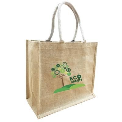 LARGE NATURAL JUTE  LANDSCAPE SUSTAINABLE SHOPPER TOTE BAG FOR LIFE with Extra Large Gusset